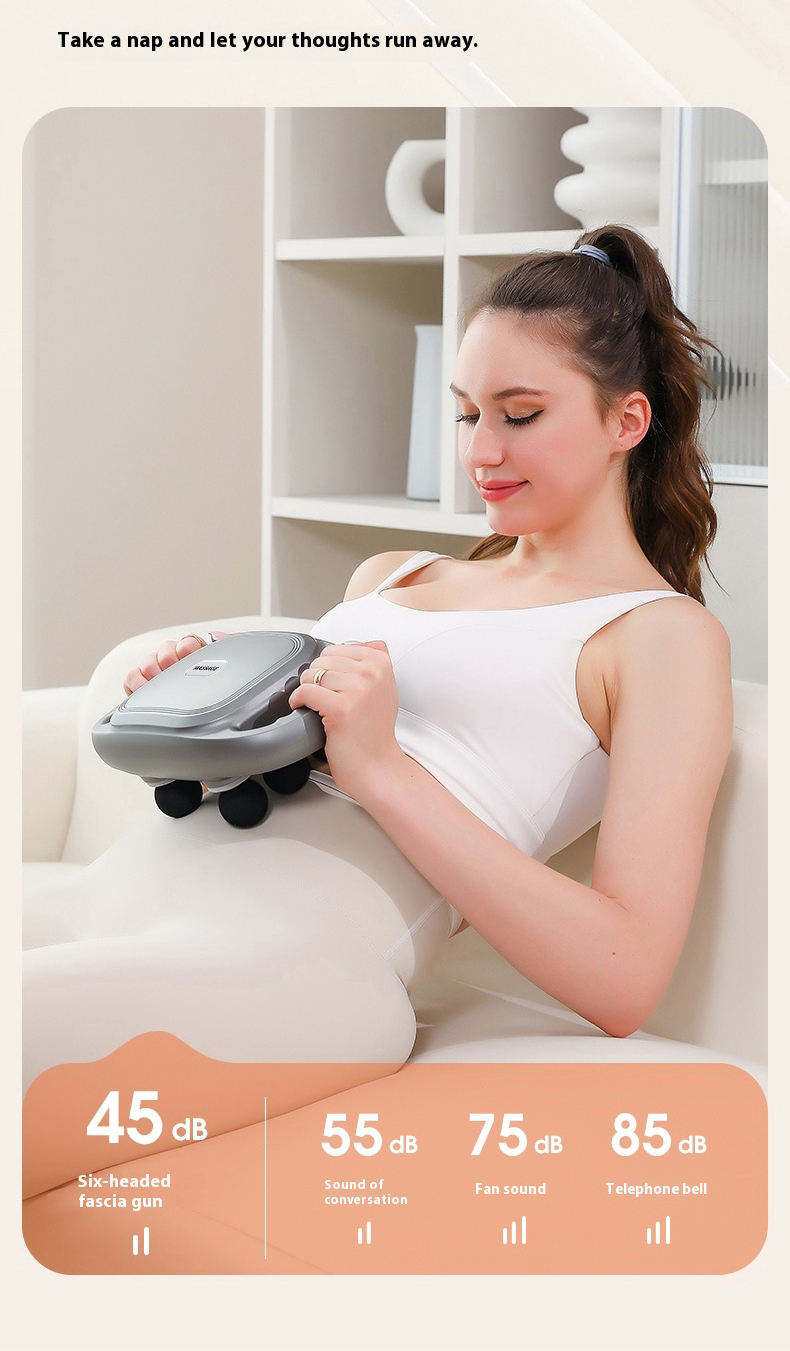 Vibrator Heated Fascial Gun Kneading Massage 6 Head Back Massage Gun For Muscles