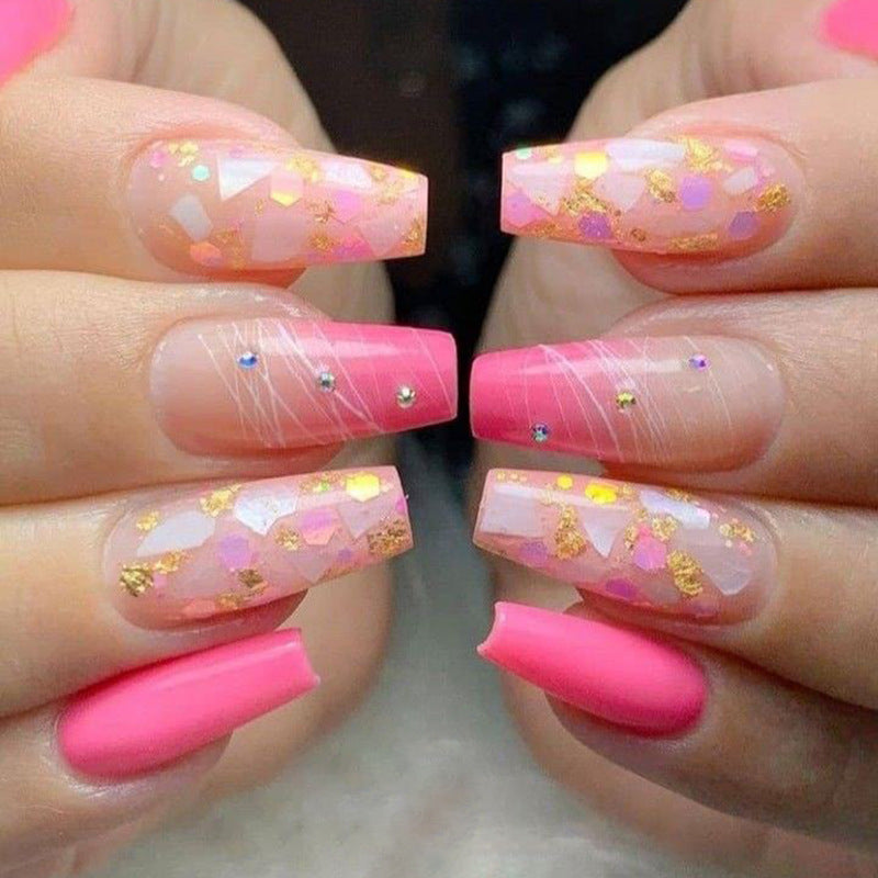Wear The Same Type Of INS Shell Glitter Powder Spot Drill Nail Patch And Long Ballet Nail