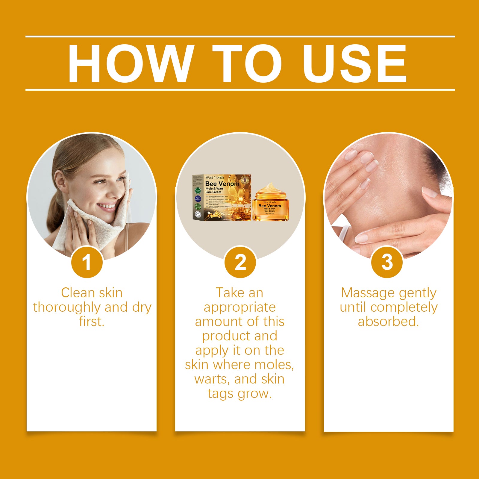 West&Month Bee Venom Keyu Mole Care Cream, Moisturizes And Smoothes The Skin, Lightening The Skin Flesh Granules And Body Care
