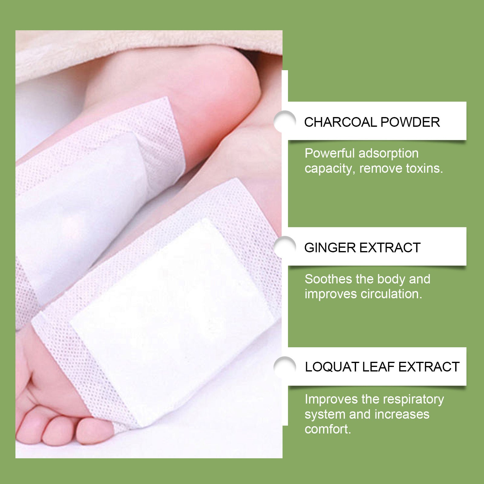 HOUKEA Bamboo Charcoal Foot Patches Gentle Daily Foot Cleaning and Body Care Bamboo Charcoal Foot Care Patch