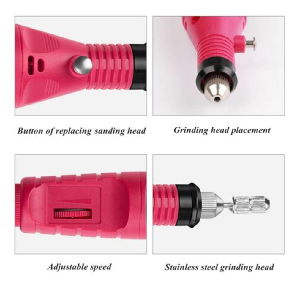 Electric Nail Drill Machine Kit Nail Gel Remove Machine Nail Art Tools Kit Pen Pedicure Nail File Sanding Bands