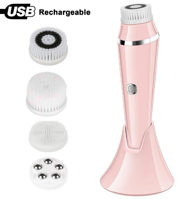 4 In 1 New Silicone Facial Cleansing Instrument Waterproof And Rechargeable Facial Cleansing Brush Pore Cleaner